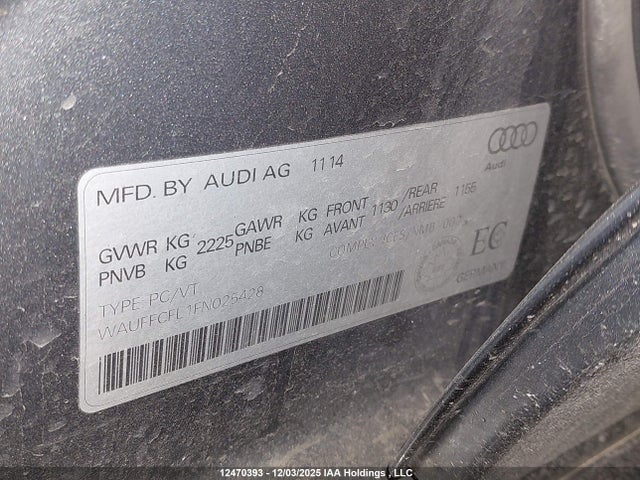 WAUFFCFL1FN025428 Audi flex fuel capable engine