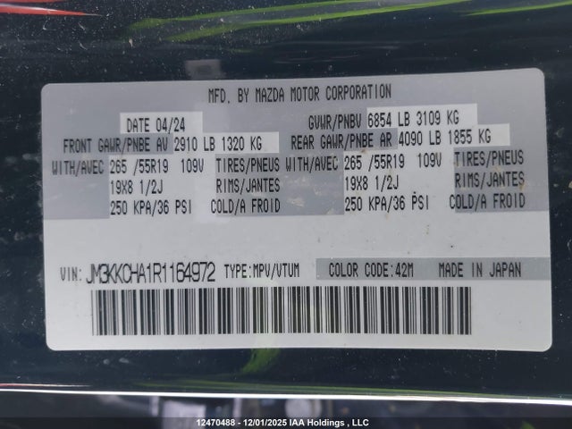 JM3KKCHA1R1164972 Mazda Cx-90 Gs-l