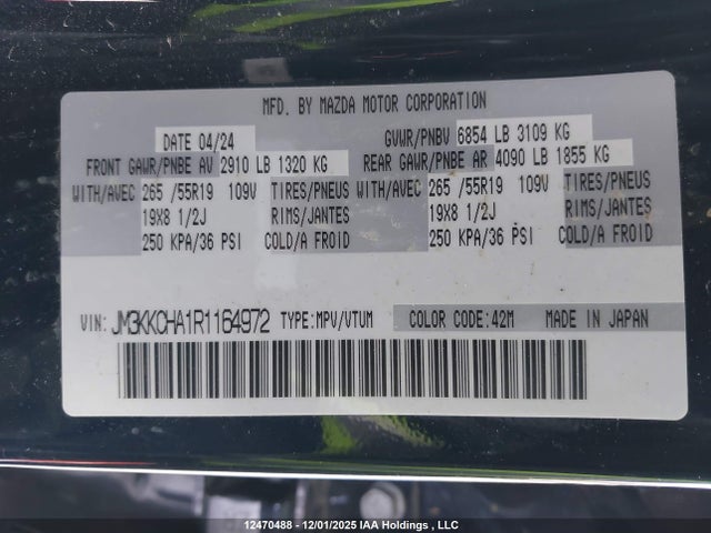JM3KKCHA1R1164972 Mazda Cx-90 Gs-l