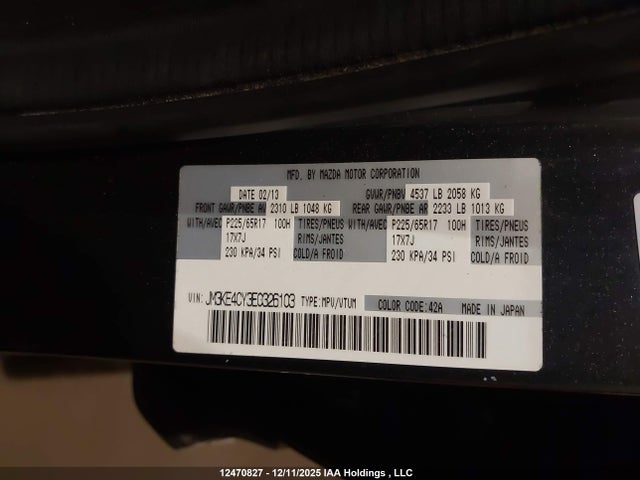 12470827 :رقم المزاد ، JM3KE4CY3E0326103 vin ، 2014 Mazda Cx-5 مزاد بيع