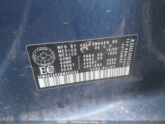 3VWG57AU3MM003582 Volkswagen Golf