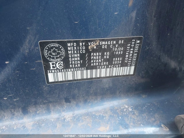 3VWG57AU3MM003582 Volkswagen Golf