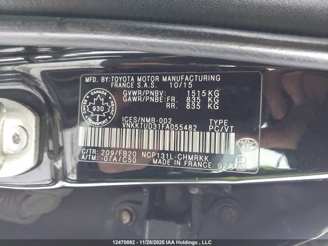 VNKKTUD31FA055482 Toyota YARIS LE