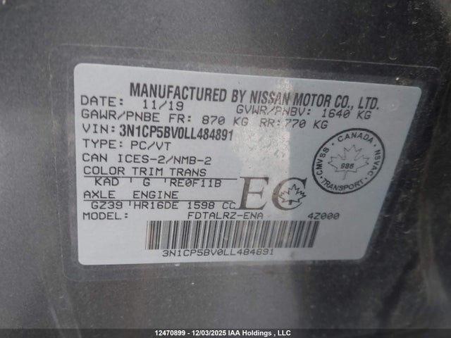Nissan KICKS S 2020 3N1CP5BV0LL484891 Image 9