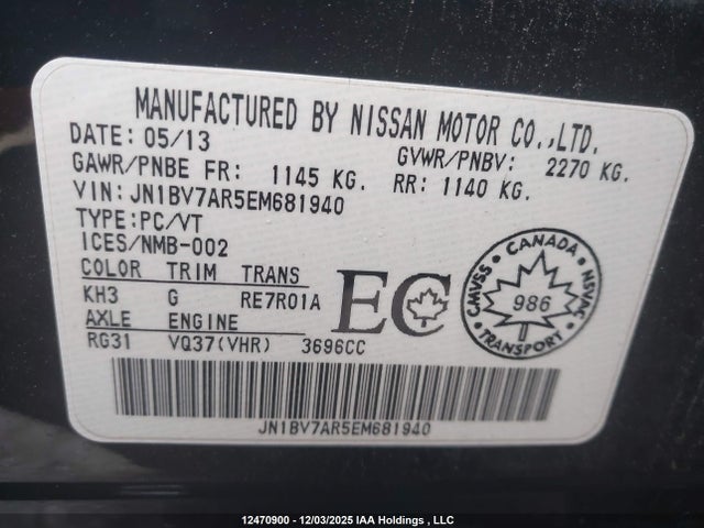 Aukcja sprzedaży 2014 Infiniti Q50 Premium/sport, vin: JN1BV7AR5EM681940, numer aukcji: 12470900