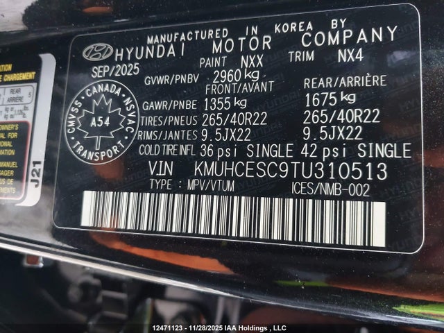 KMUHCESC9TU310513 Genesis Gv80 3.5t Prestige Black