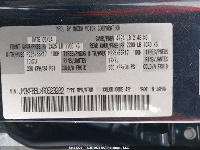 Продажа на аукционе авто 2024 Mazda Cx-5 Gx W/o Cd, vin: JM3KFBBLXR0523282, номер лота: 12471226