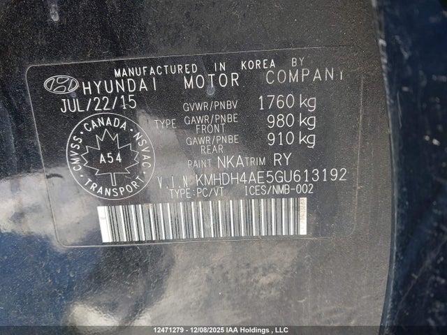 KMHDH4AE5GU613192 Hyundai Elantra