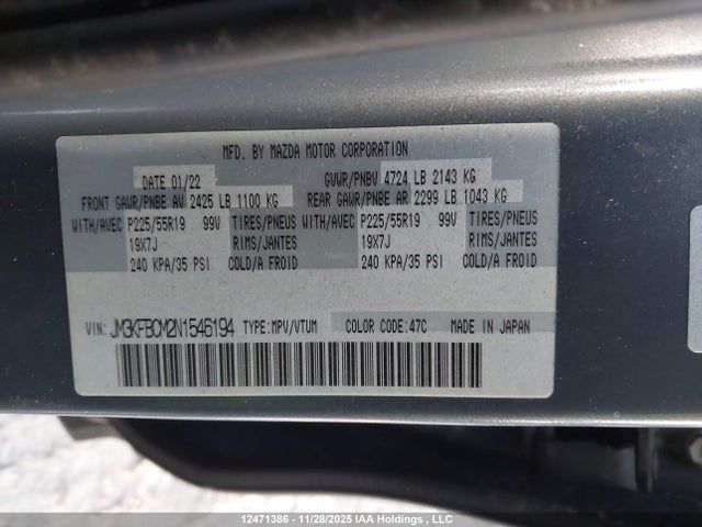 Mazda py cylinder deactiviation 2022 JM3KFBCM2N1546194 Image 9