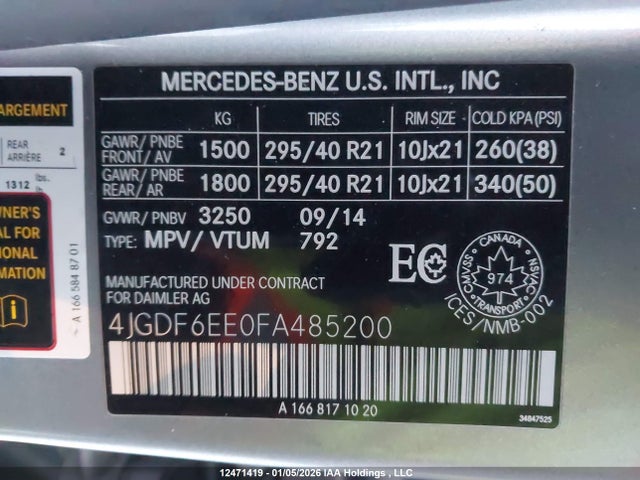 Mercedes-Benz Gl 450 4matic 2015 4JGDF6EE0FA485200 Image 9