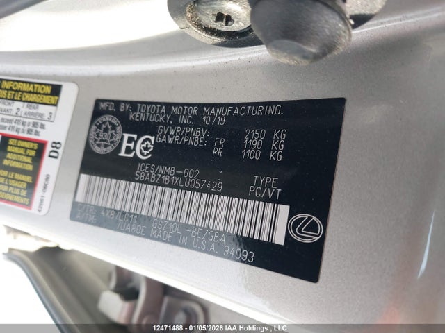 58ABZ1B1XLU057429 Lexus ES350