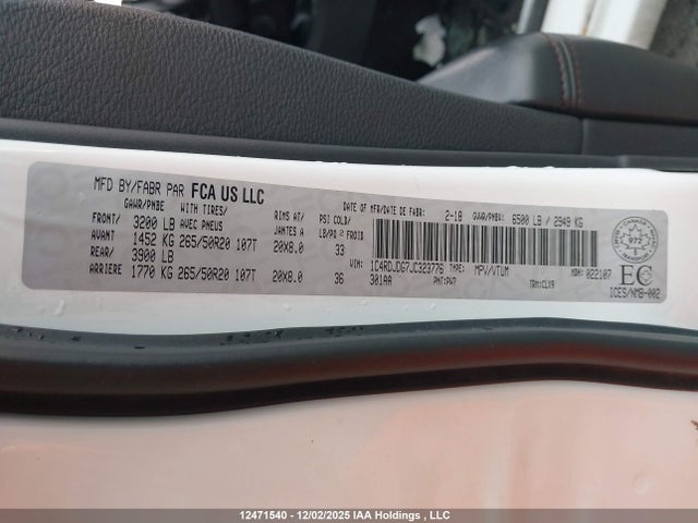 1C4RDJDG7JC323776 Dodge DURANGO GT