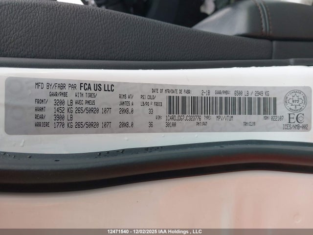 1C4RDJDG7JC323776 Dodge DURANGO GT