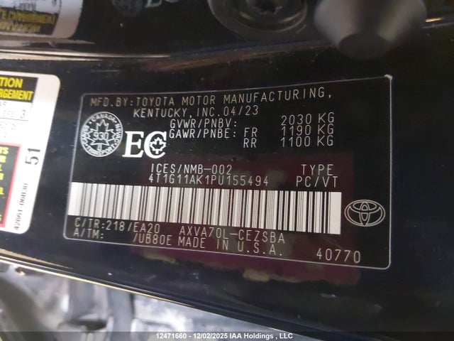 4T1G11AK1PU155494 Toyota Camry Se Night Shade/se