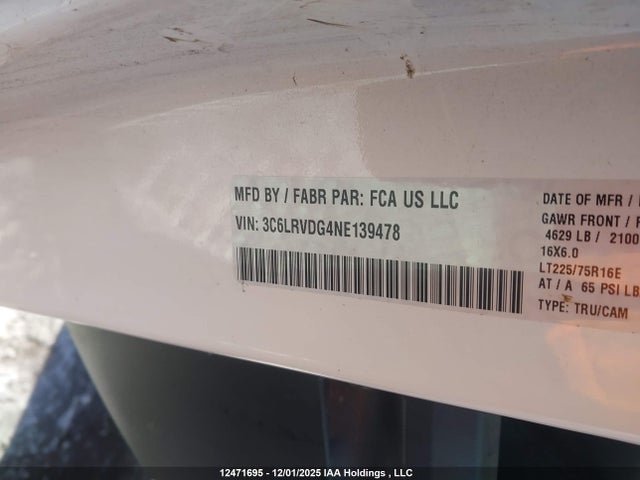 3C6LRVDG4NE139478 RAM Promaster 2500 2500 High