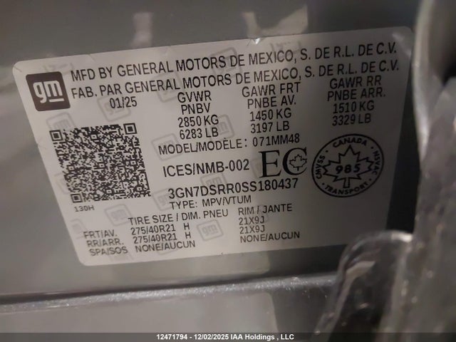 Aukcja sprzedaży 2025 Chevrolet Equinox Rs, vin: 3GN7DSRR0SS180437, numer aukcji: 12471794