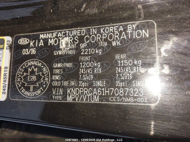 2017 Kia Sportage Sx Turbo მანქანა იყიდება აუქციონზე, vin: KNDPRCA61H7087323, აუქციონის ნომერი: 12471841