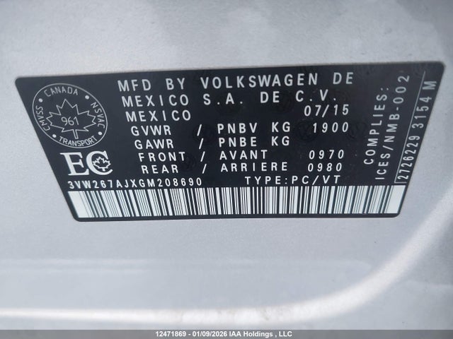 3VW267AJXGM208690 Volkswagen Jetta 1.4 Tsi Trendline/1.4 Tsi Trendline+