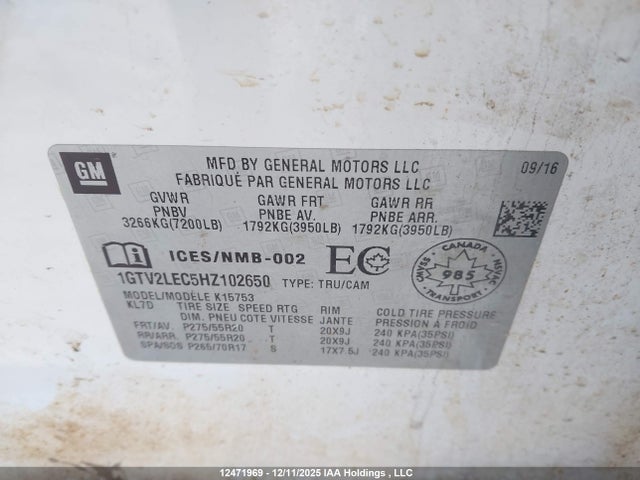 1GTV2LEC5HZ102650 GMC SIERRA 1500