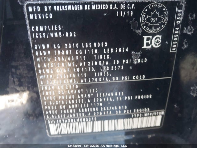 3VV4B7AX8LM063219 Volkswagen Tiguan Sel Premium R-line