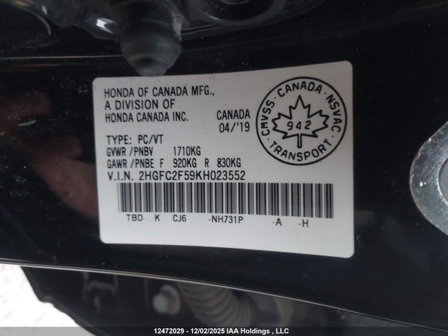 Honda k20c2 2019 2HGFC2F59KH023552 Image 18