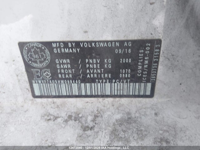 WVWVF7AU5HW099440 Volkswagen Golf R