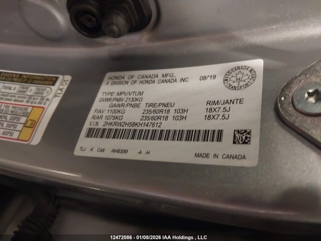 2HKRW2H58KH147612 Honda CR-V EX