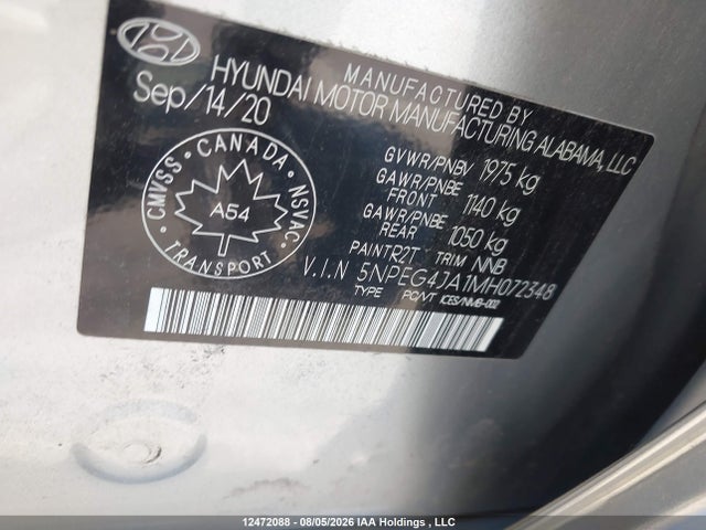 Hyundai Sonata 2021 5NPEG4JA1MH072348 Image 9