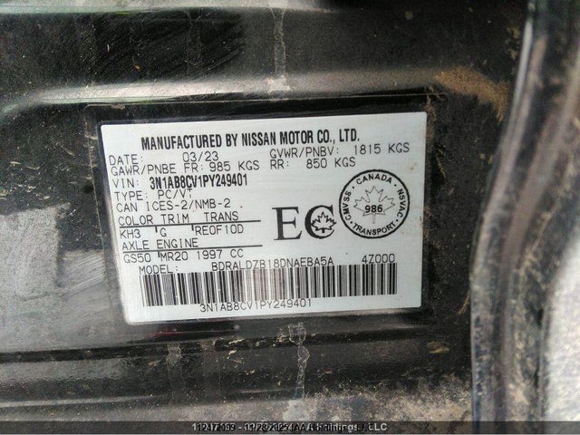 Aukcja sprzedaży 2023 Nissan Sentra Sv, vin: 3N1AB8CV1PY249401, numer aukcji: 12472099