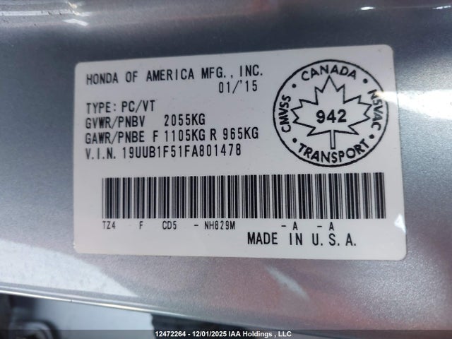 Acura TLX TECH 2015 19UUB1F51FA801478 Image 9
