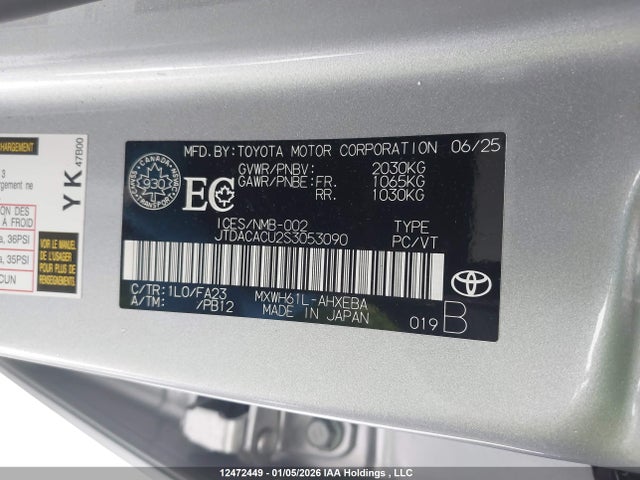 JTDACACU2S3053090 Toyota Prius