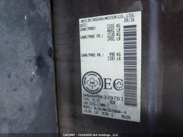 1N4AA6AP8HC379703 Nissan Maxima Platinum/s/sl/sr/sv