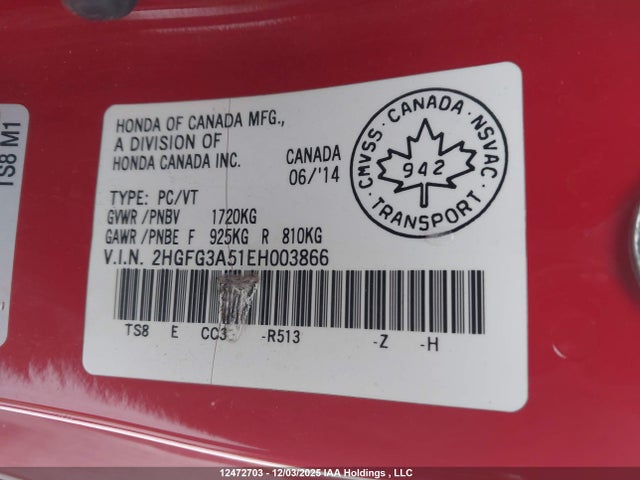 2HGFG3A51EH003866 Honda CIVIC EX