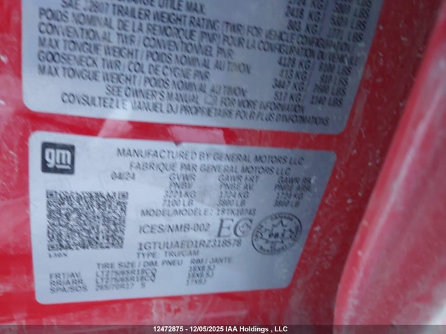 1GTUUAED1RZ318578 GMC Sierra 1500 Pro