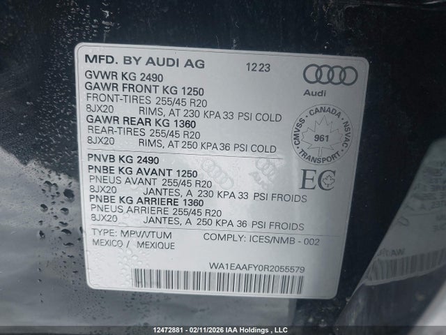 WA1EAAFY0R2055579 Audi Q5 Premium Plus 45