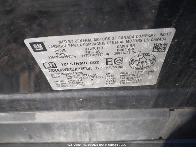 2GNAXWEX2J6159885 Chevrolet Equinox