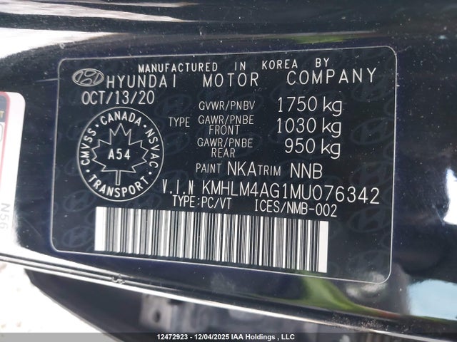 KMHLM4AG1MU076342 Hyundai ELANTRA SEL