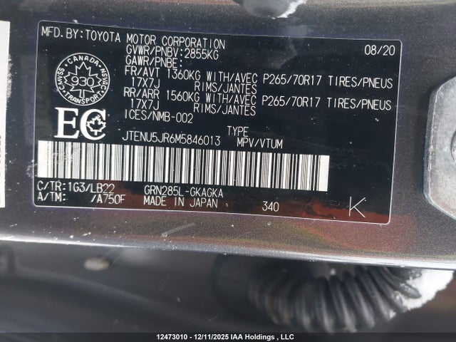 JTENU5JR6M5846013 Toyota 4runner
