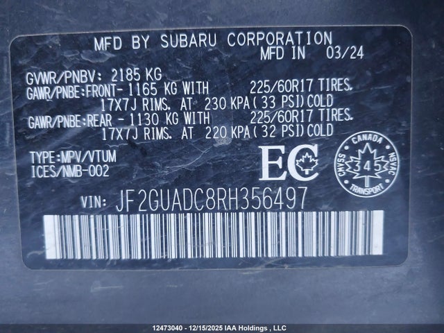 JF2GUADC8RH356497 Subaru Crosstrek Touring