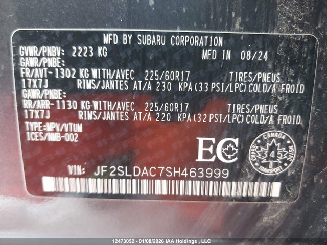 Aukcja sprzedaży 2025 Subaru Forester, vin: JF2SLDAC7SH463999, numer aukcji: 12473052