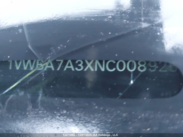 12473062 :رقم المزاد ، 1VWBA7A3XNC008925 vin ، 2022 Volkswagen Passat Limited Edition مزاد بيع