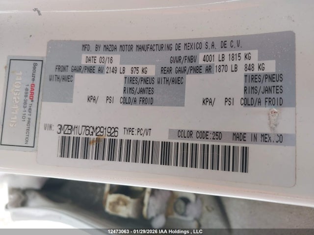 3MZBM1U76GM291926 Mazda Mazda3 G/gx