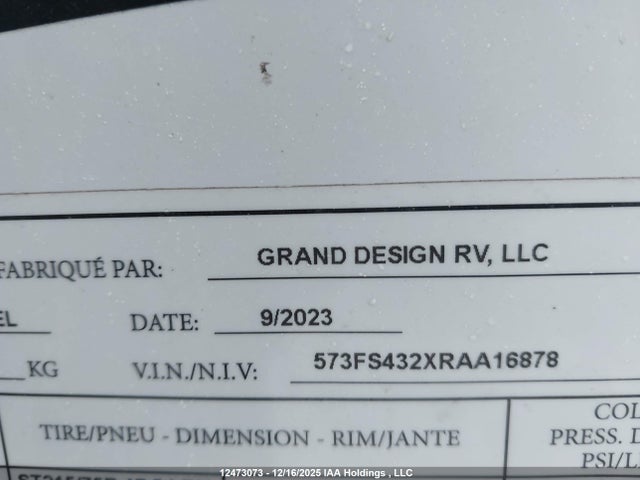 573FS432XRAA16878 Grand Design Recreational