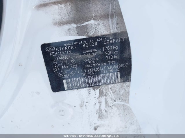KMHD84LF9JU649657 Hyundai ELANTRA GL