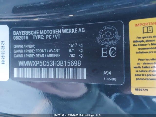 WMWXP5C53H3B15698 Mini Cooper