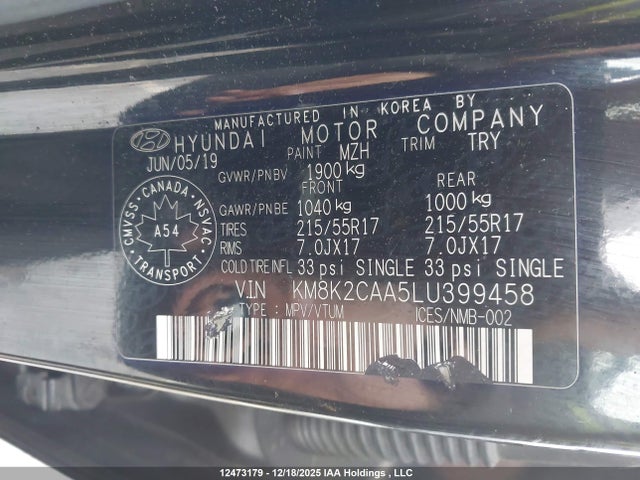 Hyundai Kona Sel 2020 KM8K2CAA5LU399458 Image 9