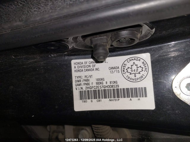12473263 :رقم المزاد ، 2HGFC2E57GH008539 vin ، 2016 Honda Civic Lx مزاد بيع