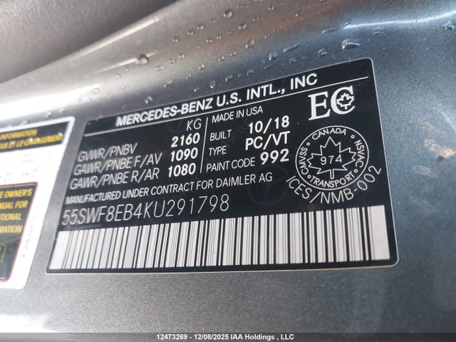 55SWF8EB4KU291798 Mercedes-Benz C 300 4matic