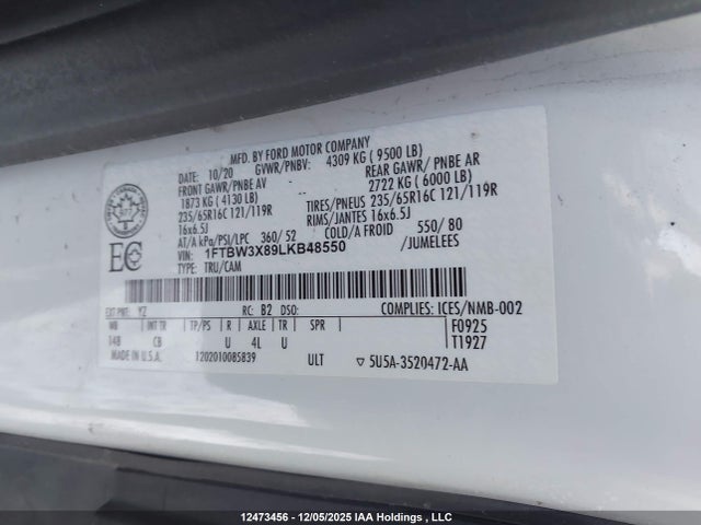 1FTBW3X89LKB48550 Ford Transit T-350