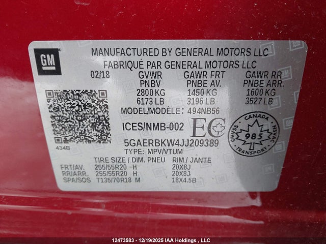 5GAERBKW4JJ209389 Buick Enclave Essence